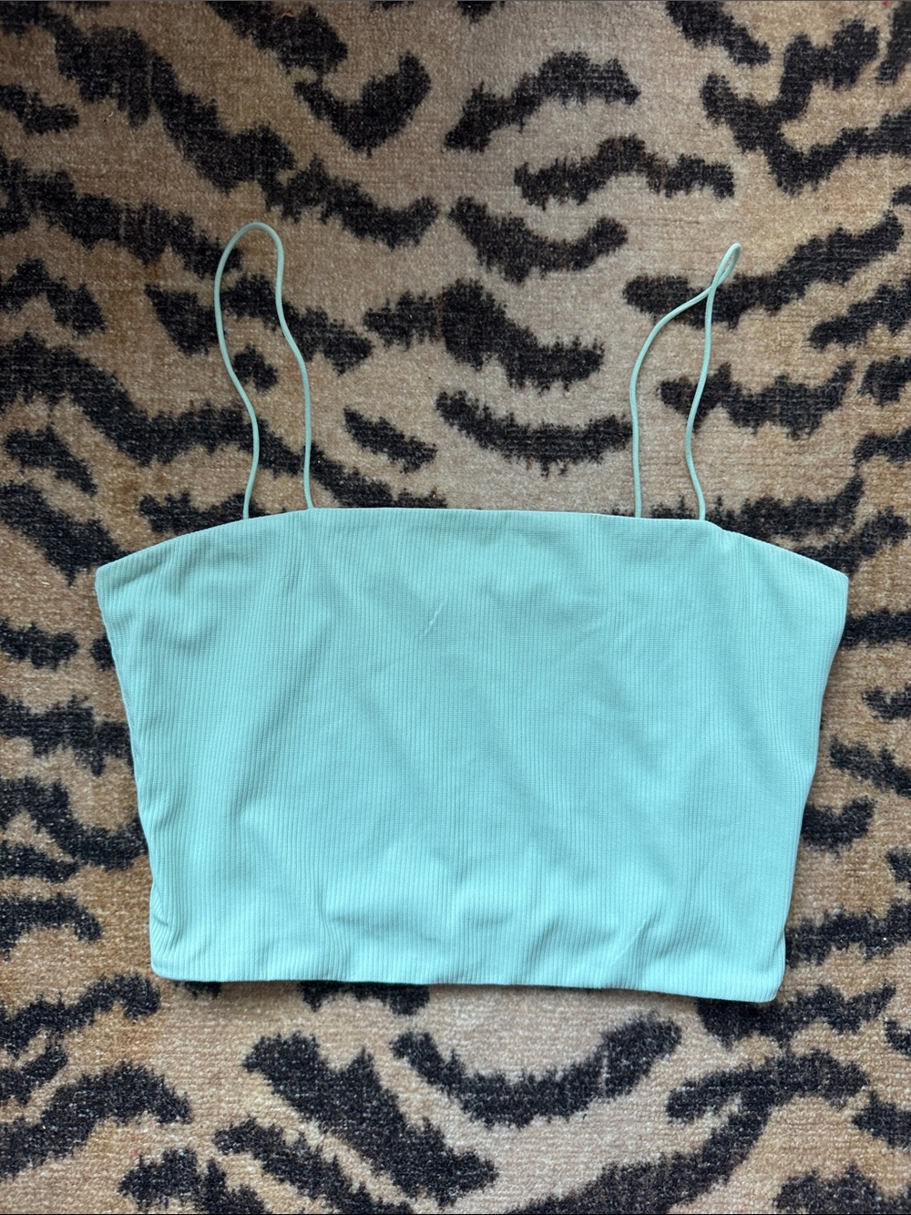 SHEIN Aqua Ribbed Spaghetti-Strap Crop Camisole